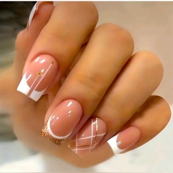 Other - 24pcs White French Tip Press On Nails/1pc Handheld Portable Led Nail Lamps Pen